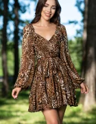 InPuff Rochie de zi din voal in clos cu imprimeu leopard