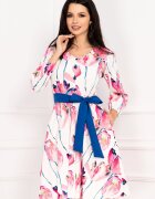 InPuff Rochie de zi ecru in clos cu imprimeu floral lalele