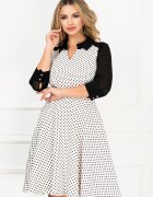 InPuff Rochie de zi in clos cu imprimeu buline si maneci din voal