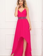 InPuff Rochie eleganta de seara Xara fucsia asimetrica plisata