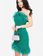 InPuff Rochie eleganta Skylar verde asimetrica cu fulgi
