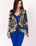 InPuff Sacou dama cu imprimeu jungle multicolor