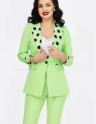 InPuff Sacou lime dama cu mansete si rever cu buline