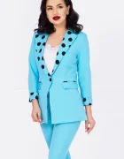 InPuff Sacou office baby blue cu mansete si rever cu buline