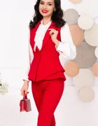 InPuff Vesta dama rosie eleganta cu revere si peplum