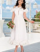 Josephine Rochie de cununie midi din organza alba Rosalyn cu volane romantice