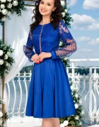 Josephine Rochie de ocazie midi albastru royal Jennifer in clos cu bust brodat