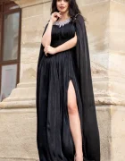 Josephine Rochie de seara neagra eleganta Anubis cu maneci trena si aplicatii pretioase