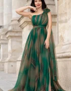 Josephine Rochie pretioasa verde cu imprimeu tip pictura