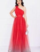 Josephine Rochie rosie de nasa Kendra lunga in degrade eleganta din tulle cu floare 3D
