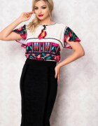 Legendaria Bluza alba cu imprimeu traditionalciucuri si maneca tip volan