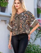 Legendaria Bluza kaki cu imprimeu digital floral