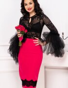 Legendaria Fusta magenta cu dantela neagra la terminatie