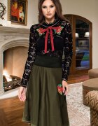 Legendaria Fusta midi cu broderie florala traditionala