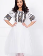 Legendaria Fusta midi din tulle alb