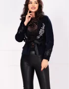 Legendaria Jacheta eleganta bleumarin cu aplicatii pretioase