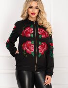 Legendaria Jacheta neagra din bumbac cu broderie colorata traditionala