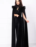 Legendaria Pantaloni eleganti evazati din catifea cu dantela si paiete pe lateral