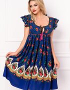 Legendaria Rochie Venezia lejera albastra cu decupaj la spate si imprimeu floral