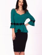 MBG Collection Rochie de ocazie bicolora cu insertii
