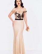 MBG Collection Rochie de seara MBG aurie lunga cu paiete