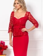 MBG Collection Rochie MBG conica de ocazie eleganta rosie cu broderie si paiete