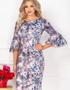 MBG Collection Rochie MBG din tafta lila cu maneci clopot
