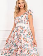 MBG Collection Rochie MBG din voal cu imprimeu multicolor si broderie in talie