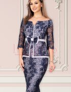 MBG Collection Rochie MBG eleganta cu broderie bleumarin si paiete