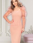 MBG Collection Rochie MBG roz cu maneci din tull