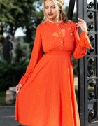 Moze Rochie portocalie cu buline