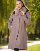 Patricia Palton dama elegant aluna Anais din stofa cu guler din blana