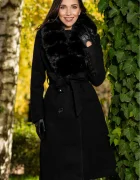 Patricia Palton dama negru lung Flavia elegant cu blana la guler