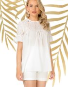 Pretty Girl Bluza lejera alba cu broderie englezeasca