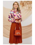 Pretty Girl Fusta midi plisata caramizie in clos