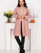 Pretty Girl Palton elegant rose cu gluga si cordon