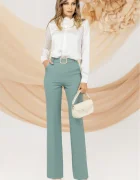 Pretty Girl Pantaloni mint eleganti evazati cu talie inalta