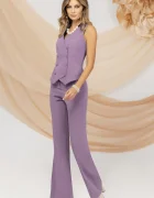 Pretty Girl Pantaloni office evazati mov cu talie inalta