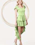 Pretty Girl Rochie asimetrica verde de vara cu volane