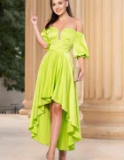 Pretty Girl Rochie de ocazie asimetrica lime cu umeri goi