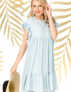 Pretty Girl Rochie de zi lejera bleu din vascoza cu volanase
