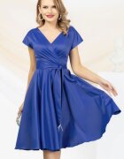 Pretty Girl Rochie eleganta albastru royal in clos cu cordon detasabil