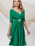 Pretty Girl Rochie eleganta in clos de ocazie verde cu cordon detasabil