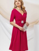 Pretty Girl Rochie eleganta in clos de ocazie zmeura cu cordon detasabil