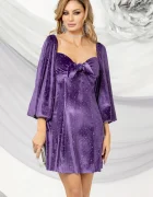 Pretty Girl Rochie eleganta lila lejera din catifea cu insetii argintii