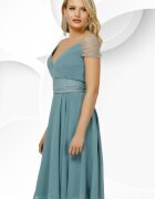 Pretty Girl Rochie eleganta mint din voal cu detalii din tulle si paiete