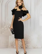 Pretty Girl Rochie eleganta neagra conica cu volane decorative