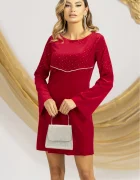 Pretty Girl Rochie eleganta rosie din catifea croi tip A