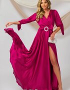 Pretty Girl Rochie lunga de seara fucsia cu cordon tip funda