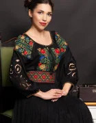 Traditional Brau dama Matilda cu broderie in romb